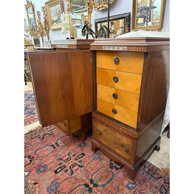Wood Antique 1920s Art Deco Pedestal Cabinets, A Pair For Sale - Image 7 of 12