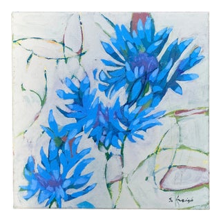 Contemporary Original Stephen Heigh Abstract Painting “Cornflowers” Signed For Sale