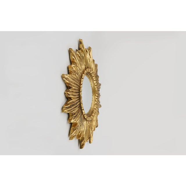 1960s Gold Sunburst Convex Mirror in Resin, France, 1960s For Sale - Image 5 of 11