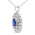 Haus of Brilliance Sterling Silver Lab Grown Sapphire and Baguette Diamond Medallion Pendant Necklace For Sale - Image 4 of 5