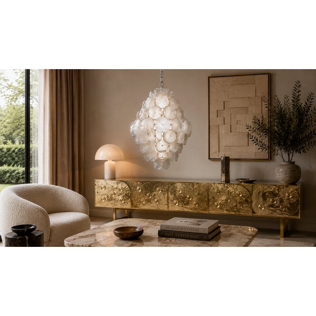 Italian Iridescent Murano Glass Disc Chandelier from Justfurnituress For Sale - Image 16 of 17