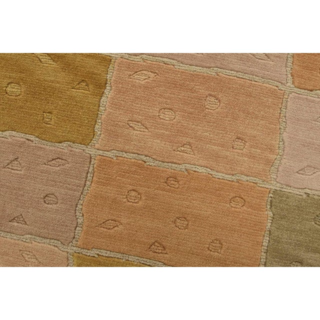 Contemporary Rug 6′ X 9′ Brown Wool Geometric Hand-Knotted Carpet For Sale - Image 4 of 12