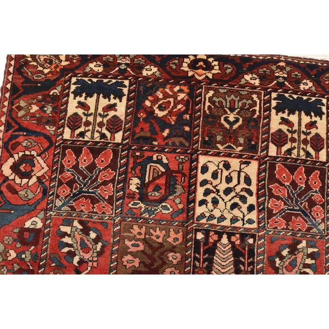 Textile Bakhtiari Rug 5'3'' X 9'11'' Multicolor Wool Semi-Antique Hand-Knotted Carpet For Sale - Image 7 of 15