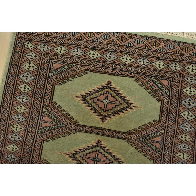 2020s Bokhara Jaldar Rug 2’6” X 3’10” Green Wool Tribal Hand-Knotted Carpet For Sale - Image 5 of 9