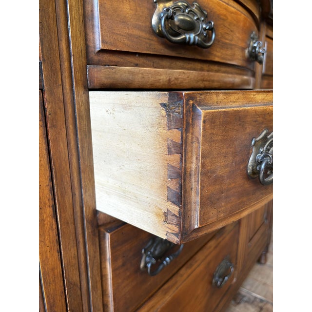 English Edwardian Art Nouveau Walnut Sideboard with Hand-Carved Floral Panels, 1900s For Sale - Image 13 of 15