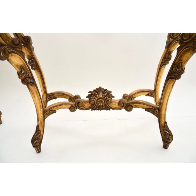 Vintage French Console Tables in Gilt Wood with Marble Tops, 1950, Set of 2 For Sale - Image 12 of 13