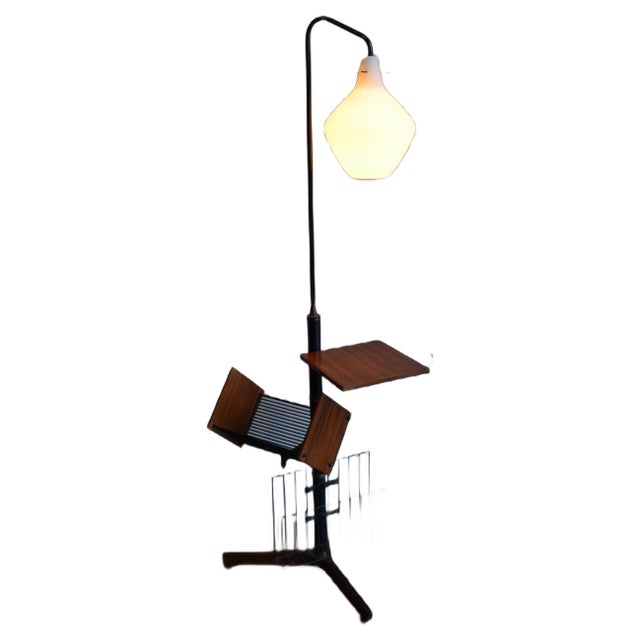 Italian Floor Lamp with Magazine Rack, 1958 For Sale