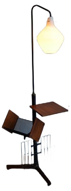 Italian Floor Lamp with Magazine Rack, 1958
