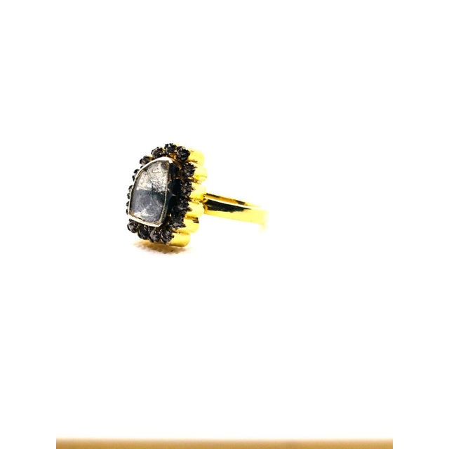 Bochic “Capri” Natural Rose Cut Diamond Ring Set In 18K Gold & Silver For Sale - Image 9 of 9