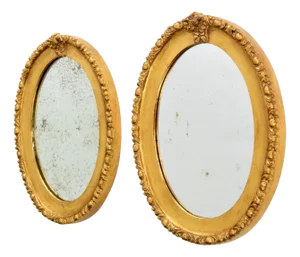 Late 19th Century Gilded Oval Mirrors, Set of 2