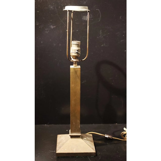 Antique Arts & Crafts Leaded Glass Table Lamp With Geometric Shade For Sale - Image 9 of 9