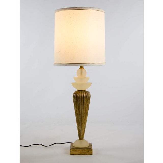 MidCentury Modern Frosted Lucite and Gold Tone Table Lamp Chairish