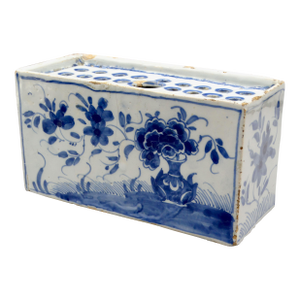 18th-Century Chinoiserie Delftware Flower Brick Vase