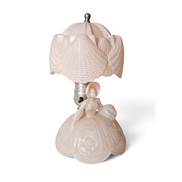 Vintage Art-Deco Pale Pink Glass l.e. Smith "Southern Belle" Boudoir Lamp 1940s For Sale In New York - Image 6 of 6