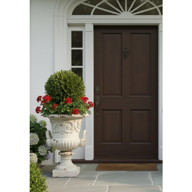 1970s Vintage Neoclassical Cast Iron Garden Urn With Ram's Head Handles For Sale - Image 5 of 5