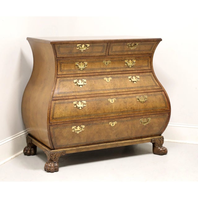 Baker Stately Homes George II Inlaid Walnut Bombe Commode Chest For Sale - Image 11 of 11