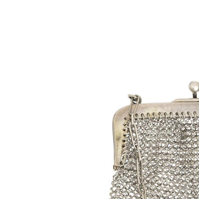 Silver - Silver mesh bag - 19th century. Portuguese 19th/20th century silver chainmail 833 with handle, with Gondomar...