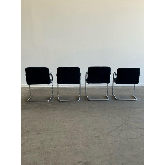 1970s Cantilevered Arm Chairs - Set of 4 For Sale - Image 10 of 12