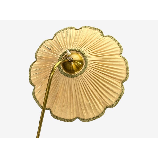 Wood 1930s Art Deco, Adjustable Floor Lamp, Birch, Brass, Fabric For Sale - Image 7 of 12