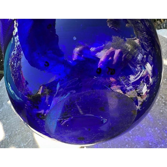 Rare Large Kent F. Ipsen Cobalt Blue Studio Glass Vase, Signed & Dated 1977 – Richmond Va • 15¼" For Sale - Image 18 of 18