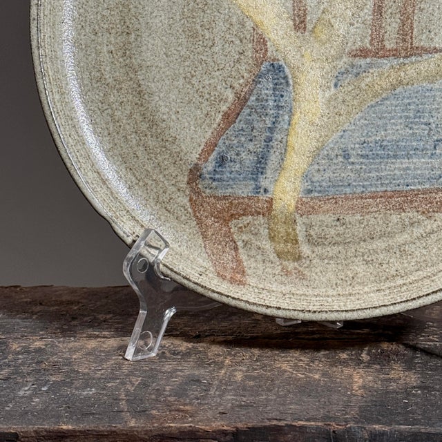 Folk Art Vintage Expressionist Art Plate With Chair and Tree by Raymonde Desabres, Signed (C. 1970) For Sale - Image 3 of 6