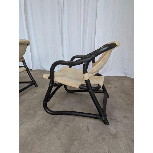 Vintage Espri Safari Lounge Chair in Black Bamboo and Beige Fabric, 1970s For Sale - Image 9 of 18