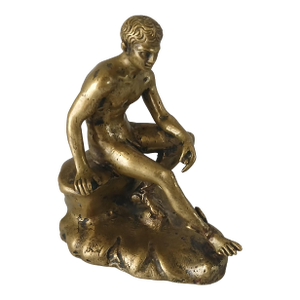 Seated Hermes or Mercury Resting Vintage Brass or Bronze Sculpture