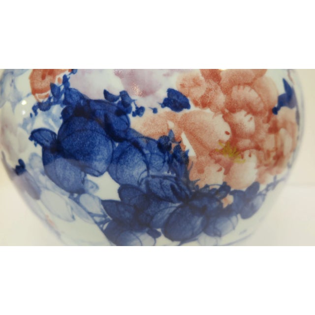 White Artisan Indigo Painted Porcelain Vase For Sale - Image 8 of 10