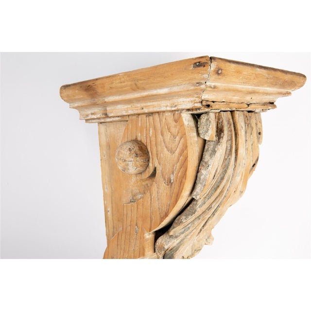 Brown Antique Architectural Hand-Carved Classical Revival Style Corbel For Sale - Image 8 of 13