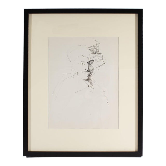 Graphite Portrait Drawing of a Man by James L. Bruch For Sale