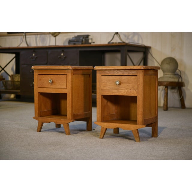Mid-Century Modern Oak Bedside Tables, 1960s, Set of 2 For Sale - Image 3 of 9