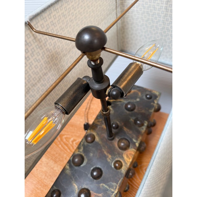 Brown Lika Moore for Blackman Cruz Workshop Studded Table Lamps, Pair For Sale - Image 8 of 12