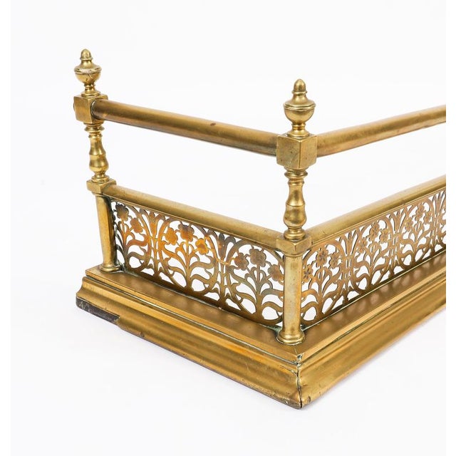 Goldenrod Antique Victorian Brass Fireplace Fender, 1800s For Sale - Image 8 of 11