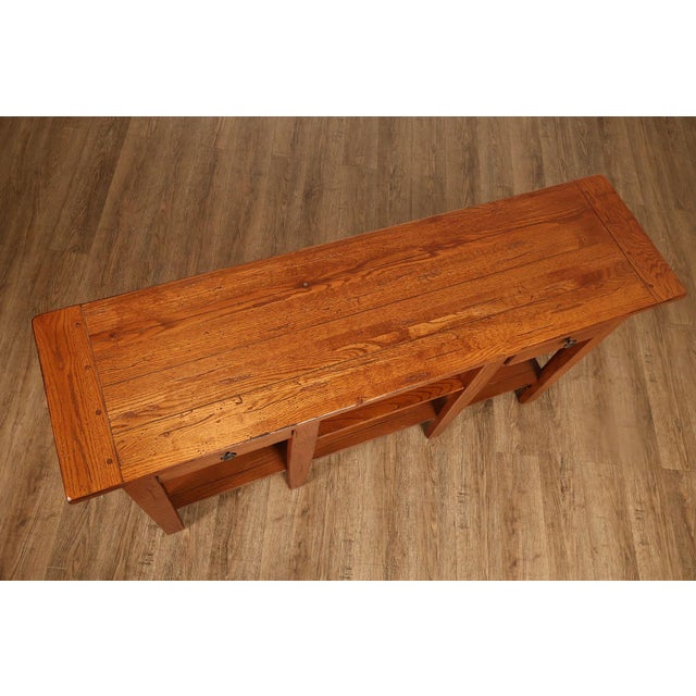 Broyhill Attic Heirlooms Country Style Oak Console Table For Sale - Image 13 of 15