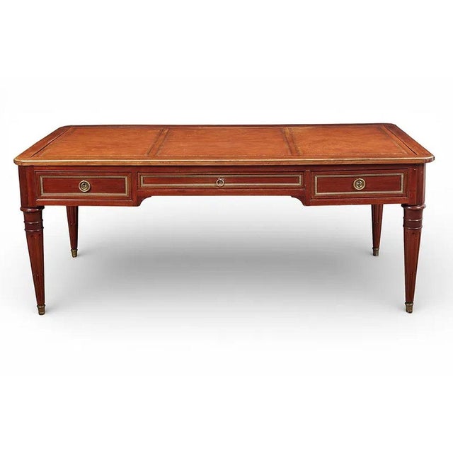 Wood 19th C. French Louis XVI Mahogany Bureau Plat For Sale - Image 7 of 12