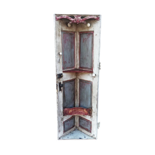 Antique Victorian Door Corner Hall Tree Shelf