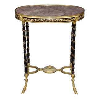 19th C German Louis XVI Style Ormolu Mounted Marble Top Table by August Forster For Sale