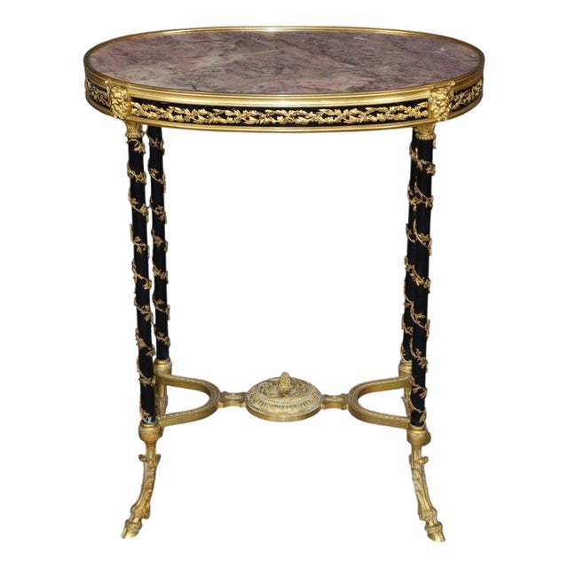 19th C German Louis XVI Style Ormolu Mounted Marble Top Table by August Forster For Sale
