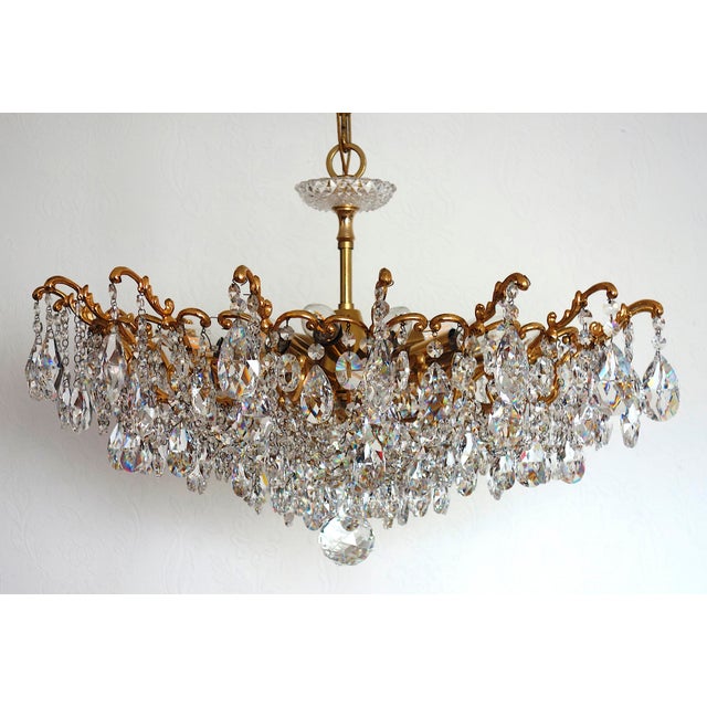 Antique Palwa Brass Lead Crystal Chandelier from Palwa, 1950s, in Very Good conditions. Designed 1950 to 1959 This piece...