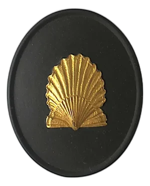 English Wedgwood Basalt Jasperware Scallop Seashell Box, Circa 1980s
