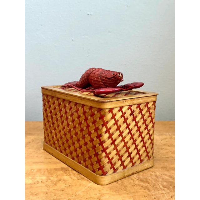 Handcrafted with exceptional folk-art charm and whimsical coastal appeal, this vintage Shanghai Weave decorative box...