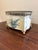 French Country Vintage Painted Tole Cachepot With Tulip Motif and Pierced Gallery Rim For Sale - Image 3 of 9