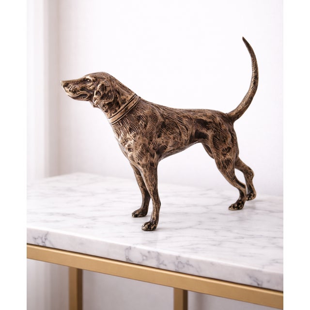 Modern Antique Brass Finish Metal Dog Sculpture For Sale - Image 3 of 8