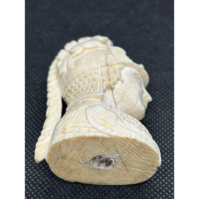 Antique Late 18th C. Grand Tour Carved Bone Bust of Minerva, Neoclassical Athena Sculpture, Roman Goddess of War Miniature, European Cabinet Curio For Sale - Image 12 of 14