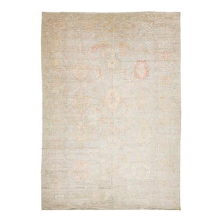 14x19 Contemporary Turkish-Style Oushak Hand-Knotted Wool Rug - Muted Neutral For Sale