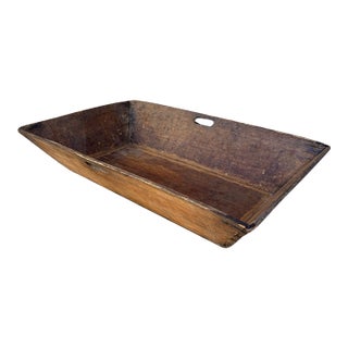 19th Century Primitive Hand-Hewn Wooden Dough Trough With Iron Repairs For Sale