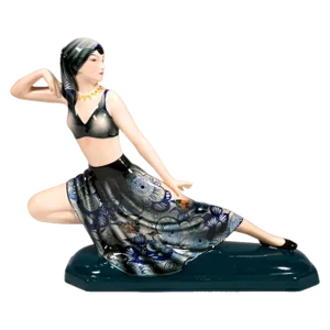 Lady Dancer Figurine in Harem Costume attributed to Josef Lorenzl for Goldscheider, Vienna, Austria, 1930s