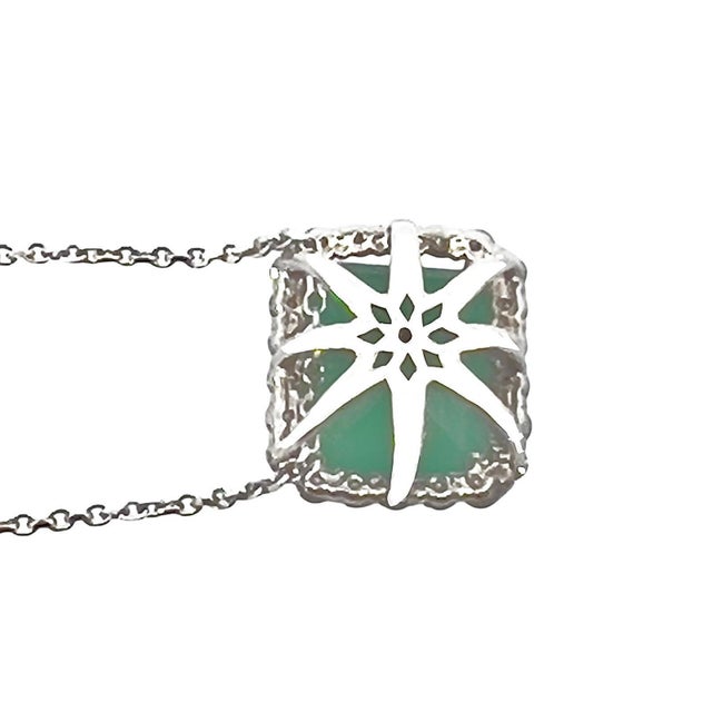 2010s Natural Emerald Diamond Necklace 18" 14k White Gold 2.64 TCW Certified For Sale - Image 5 of 12