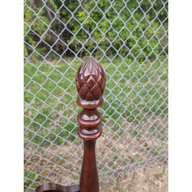 Brown 1950s Mid Century Colonial Full Size Pineapple Four Post Bedframe For Sale - Image 8 of 12
