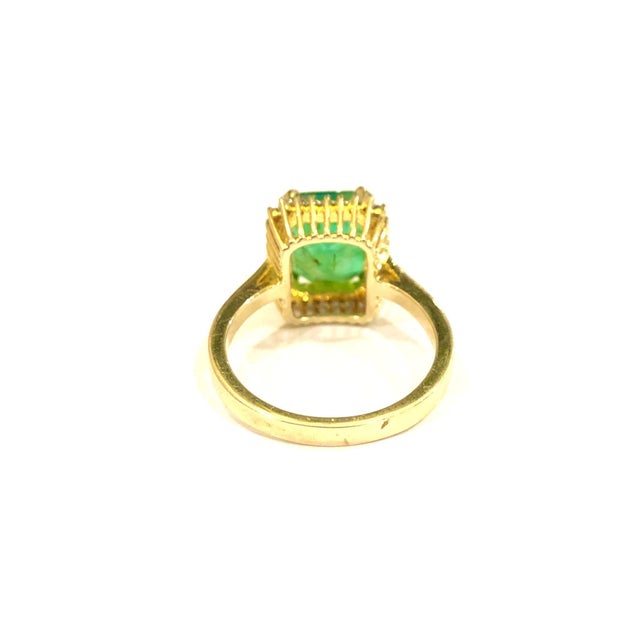 English Bochic “Orient” Vintage Emerald & Diamond Ring Set In 18K Gold & Silver For Sale - Image 3 of 9